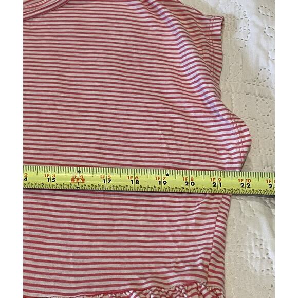 Loft Shirt Womens Medium Babydoll Striped Pink White Ruffle - Picture 4 of 6